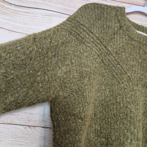 Madewell Sweater Women's M Hunter Green Wool Camel Hair Blend Crewneck Pullover - Picture 2 of 13